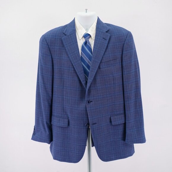 Hart Schaffner Marx Wool Blue Plaid W/ Purple Windowpane Blazer / Sport Coat 42R - Picture 4 of 13